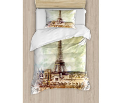 Eiffel Tower Skyline Duvet Cover Set