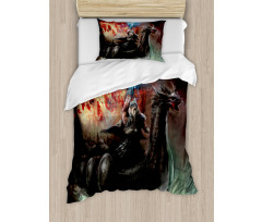 Vikings Boat Stormy Sea Duvet Cover Set