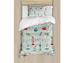 Message Bottle Gulls Duvet Cover Set