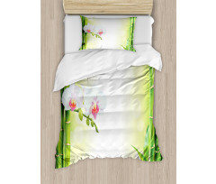 Orchids Bamboo Branches Duvet Cover Set