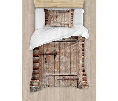 Timber Door Log House Duvet Cover Set