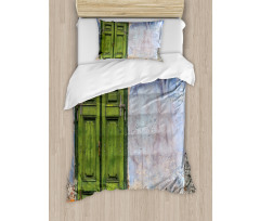 Colored House Old Door Duvet Cover Set