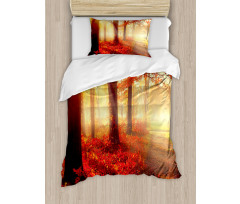 Misty Morning in Forest Duvet Cover Set