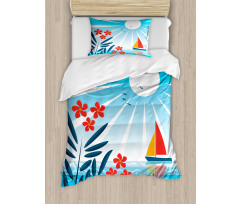 Oleanders and Sailboat Duvet Cover Set