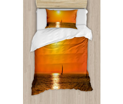 Sailboat Sea Sunrise Duvet Cover Set