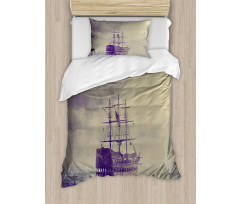 Old Pirate Ship in Sea Duvet Cover Set