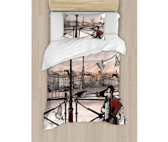 Music Accordionist Paris Duvet Cover Set