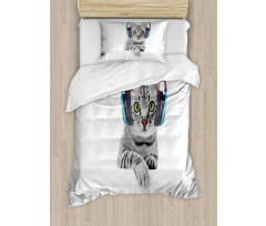 Animal Listening to Music Duvet Cover Set