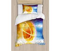 Burning Basketball Art Duvet Cover Set