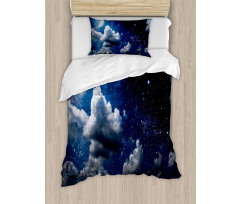 Moon Clouds Stars Night Duvet Cover Set