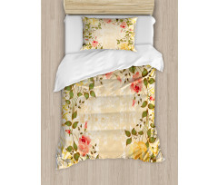 Leaves Roses Floral Duvet Cover Set