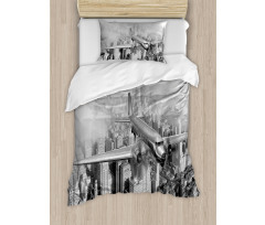 Flying Plane on New York Duvet Cover Set