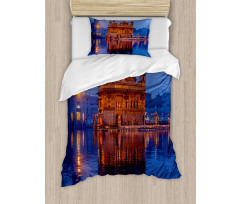 Golden Yellow Building Night Duvet Cover Set