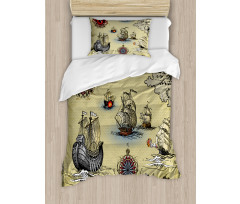 Antique Map Pirate Duvet Cover Set