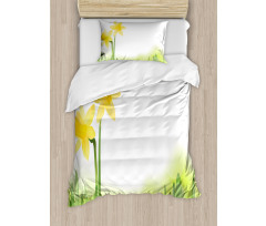 Daffodils with Grass Duvet Cover Set