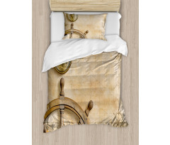 Wooden Wheel Compass Duvet Cover Set