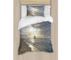 Sailing Shipt Sunset Duvet Cover Set
