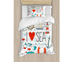 I Love Sea Words Duvet Cover Set