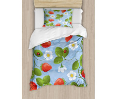 Strawberry Daisy Retro Duvet Cover Set