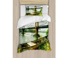 Bridge and Old Boat Duvet Cover Set