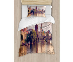 Prague River and Bridge Duvet Cover Set