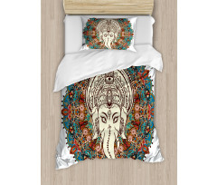 Mandala Floral Elephant Duvet Cover Set