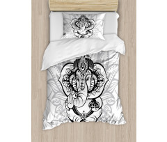 Elephant Ancient Figure Form Duvet Cover Set