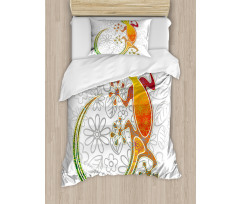 Art Frog Flowers Duvet Cover Set