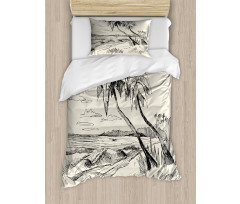 Tropical Beach Sketch Duvet Cover Set