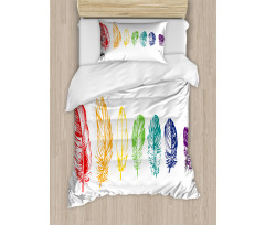 Rainbow Feathers Duvet Cover Set