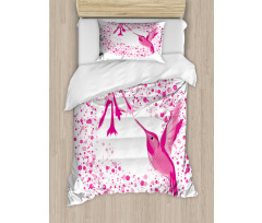 Hummingbird Flower Dots Duvet Cover Set