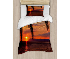 Sunrise on Sea and Palms Duvet Cover Set