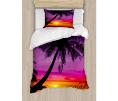 Palm Shadow at Sunset Duvet Cover Set