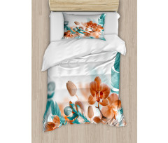 Orchids Blossoms Floral Duvet Cover Set