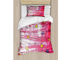 Red Grunge Celestial Duvet Cover Set