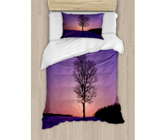 Oak Sunset Winter Time Duvet Cover Set