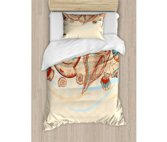 Seashells Pastel Colored Duvet Cover Set