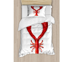 Seafood Lobster Heart Duvet Cover Set