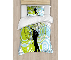 Baseball Player Circles Duvet Cover Set