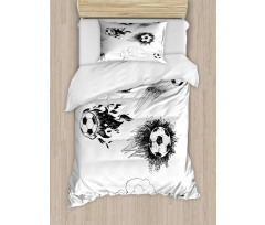 Football in Flame Duvet Cover Set