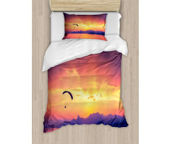 Paragliding at Sunset Duvet Cover Set