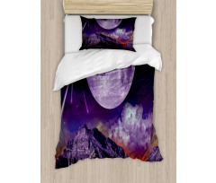 Moon and Asteroids Duvet Cover Set
