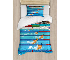 Olympics Swimming Race Duvet Cover Set