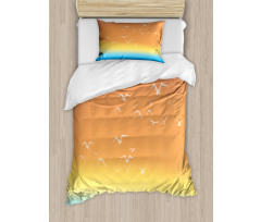 Seagull Palm Trees Sun Duvet Cover Set