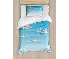 Seagulls Flying Ombre Sky Duvet Cover Set