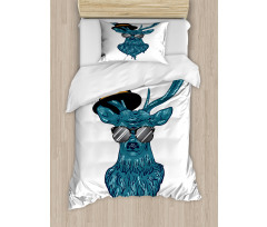 Teal Hipster Antler Print Duvet Cover Set