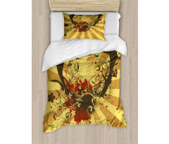 Grunge Style Antlers Art Duvet Cover Set