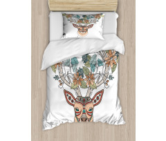 Deer Head Floral Ethnic Duvet Cover Set