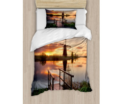 Dutch Windmill River Duvet Cover Set