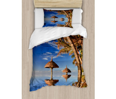 Palm Trees Calm Ocean Duvet Cover Set